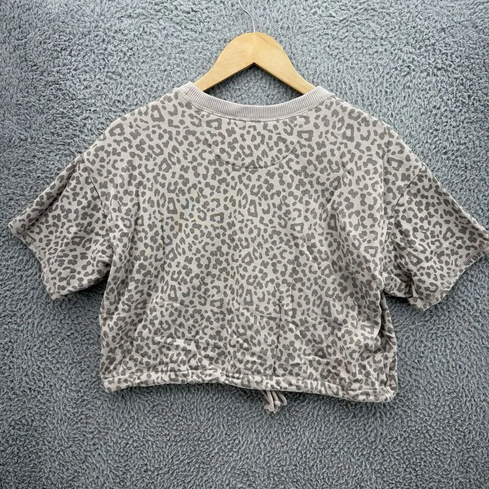 American Eagle Women's XXS Oversized Drawstring Waist Cropped Top‎ Cheetah Print